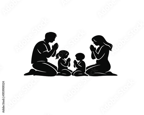 Sacred Togetherness — Family in Prayer Silhouette

