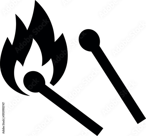 Two lit matches with flames burning brightly against a plain background