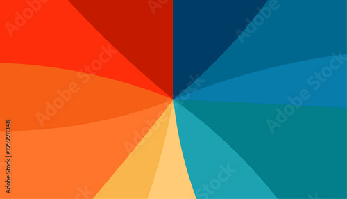 summer radial sunburst gradient with vibrant warm orange and red blending into cool blue tones dynamic abstract background