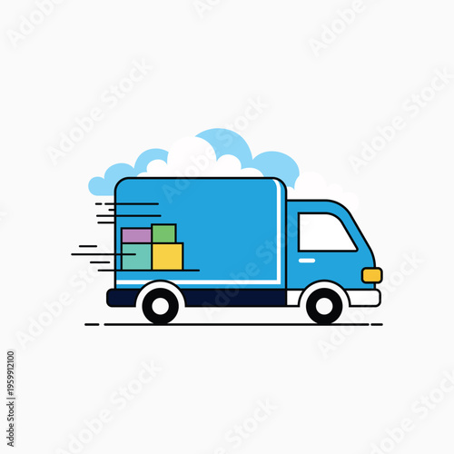 Delivery service truck concept Illustration