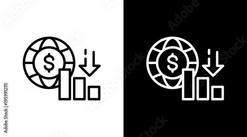 Economic Downturn White Icon Set Design