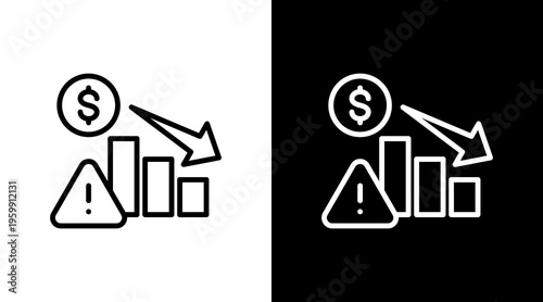 Stock Market Crash White Icon Set Design