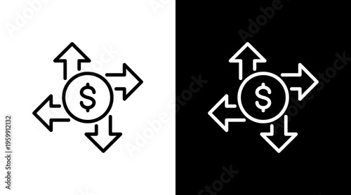 Currency Fluctuation White Icon Set Design