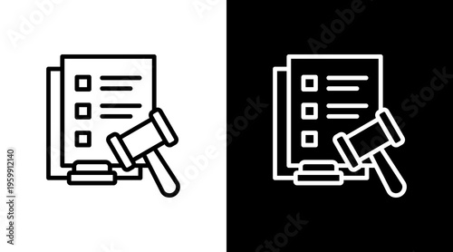 Lawsuit White Icon Set Design
