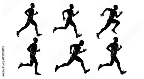 Runner Silhouettes: Six Stages of Sprinting Motion