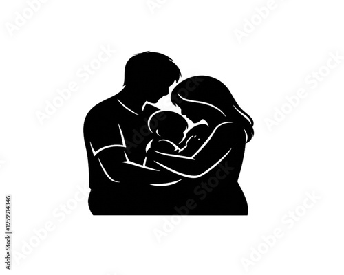 First Embrace — Parent and Newborn Silhouette

