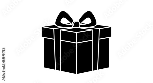 Black gift box with a ribbon a striking graphic silhouette