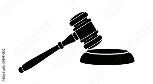Black gavel and sounding block presented as a striking silhouette