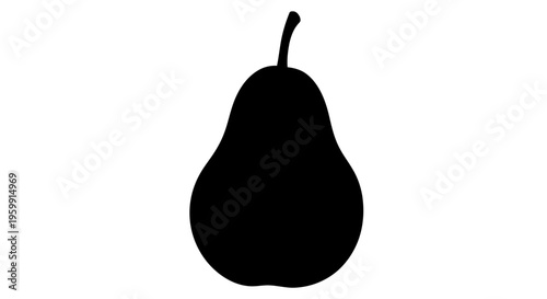 A simple black silhouette of a ripe pear elegantly shaped silhouette