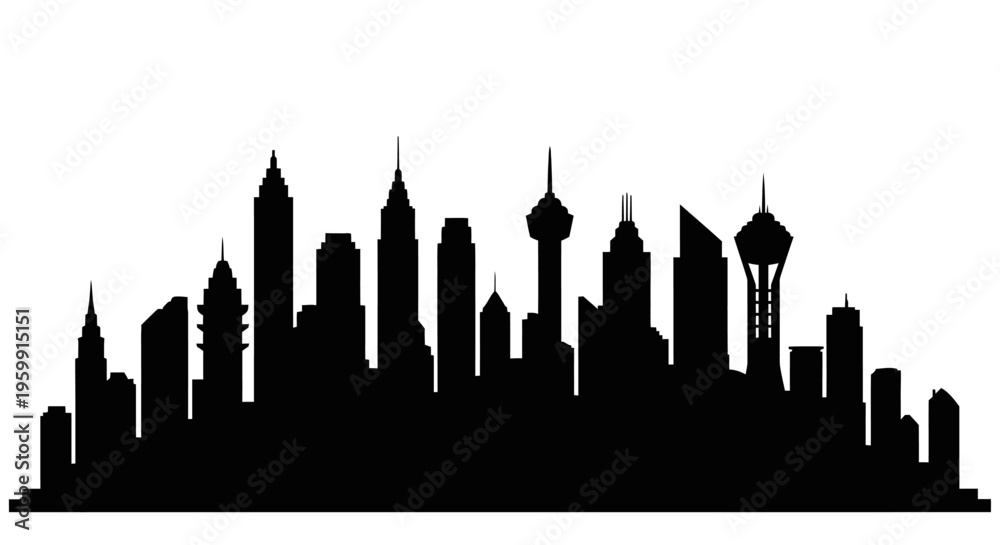 Fototapeta premium Las vegas skyline at night a striking black city silhouette