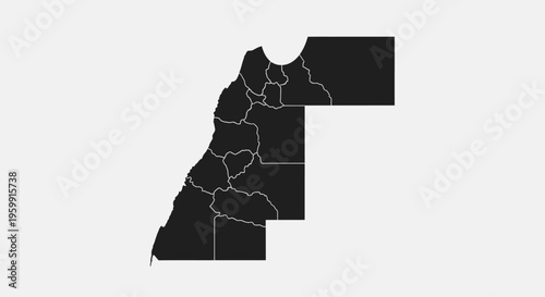 Western Sahara Map Outline with Internal Divisions, Political Geography, African Territory