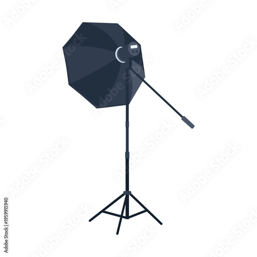 Studio Reflective Umbrella with Flash Unit on a Stand for Photography