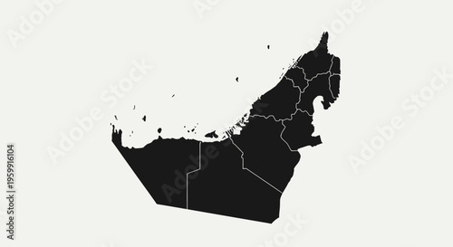 United Arab Emirates Map Silhouette - Black Outline on White Background