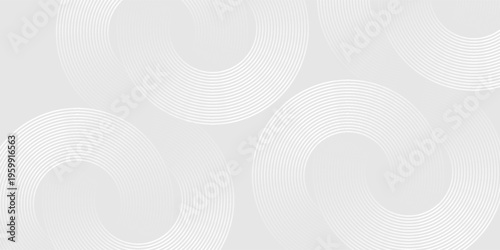 Abstract white glowing geometric lines on gray background. Modern shiny blue circle lines pattern. eps 10