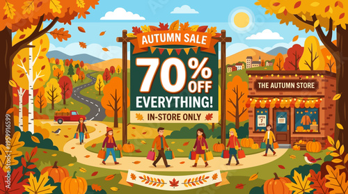 Autumn Sale Banner with 70% Off