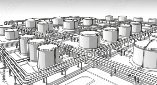 Aerial View of Industrial Storage Tank Farm.
