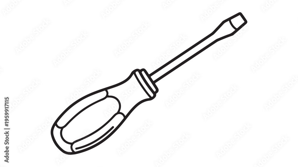 Obraz premium Minimalist Flat Design Screwdriver Vector Illustration for UI and Infographics