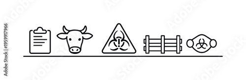 Veterinary quarantine control and livestock isolation procedures for disease containment and biosecurity management in agricultural environments, quarantine pen, cow head, warning