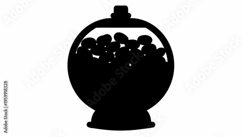 Silhouette of a candy jar filled with colorful sweets on a white background confectionery concept