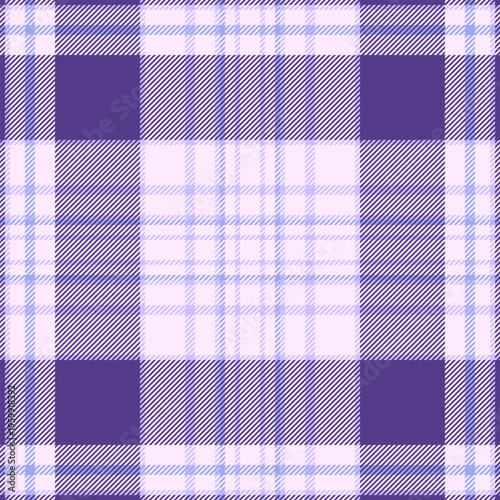 Reel pattern tartan texture, 70s background textile check. Single vector seamless fabric plaid in white and indigo colors.