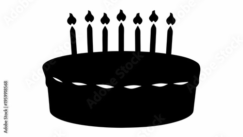 Birthday cake with lit candles silhouette sweet treats and celebration dessert icon