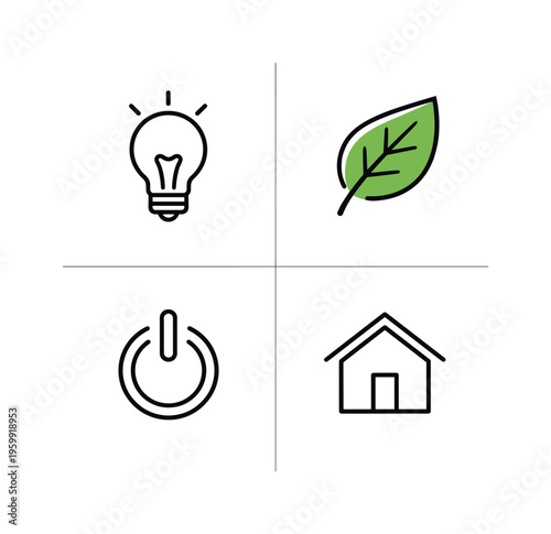 Energy saving and efficient resource usage in a sustainable lifestyle system focused on conservation, awareness, and responsible consumption, a light bulb representing energy, a