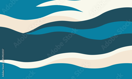 Serene abstract wave design in calming teal and cream tones.  Perfect for backgrounds, website banners, or print projects conveying peace, flow, and tranquility.