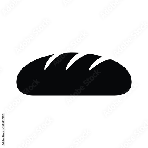 A minimalist black silhouette vector icon representing a loaf of freshly baked crusty artisan bread
