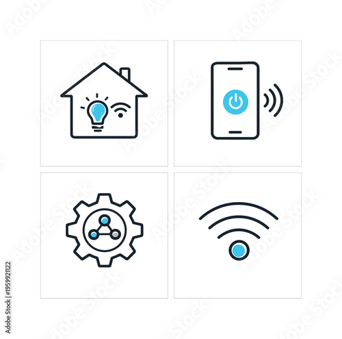 Smart home automation and connected living in a modern digital household focused on convenience, control, and efficiency, a house representing home system, a smartphone indicating