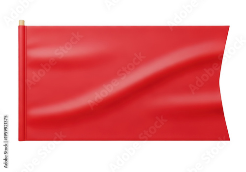 A vibrant red waving fabric or flag in motion against a plain background isolated on transparent background