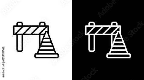 Under Construction Sign White Icon Set Design