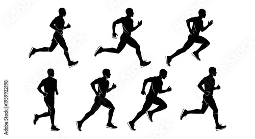Runner Silhouettes: Dynamic Sequence of Athletic Movement and Speed