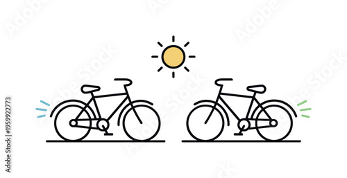 Weekend leisure lifestyle and enjoying balanced recreation that supports wellbeing and social connection in modern busy schedules, two simple bicycle silhouettes facing each other