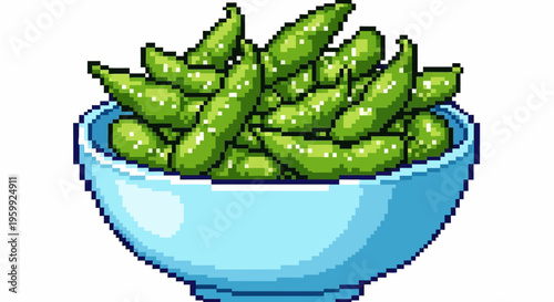 Pixel Art Bowl of Edamame Beans.