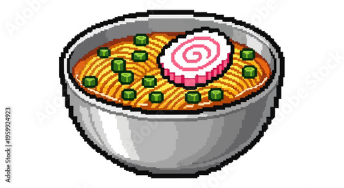 Pixel Art Bowl of Delicious Ramen Noodles.