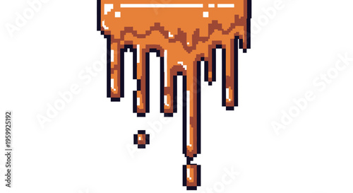 Pixel Art Caramel Drips Dripping Sweet Liquid.