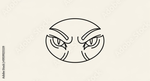 Angry Face Line Drawing Portrait.