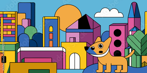 Dog architecture cityscape furniture.
