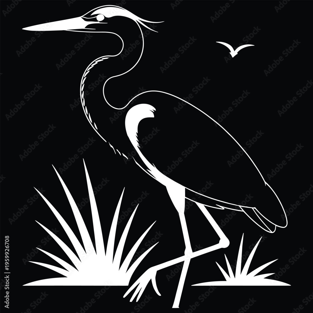 Fototapeta premium heron silhouette vector