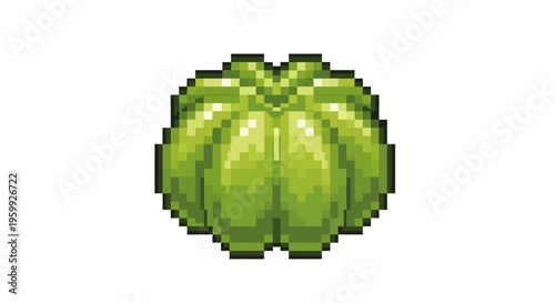 Pixel Art Green Jelly Dessert Food Item.