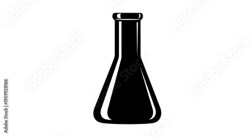 Black laboratory flask icon on white background for chemistry and science designs