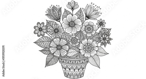 Black and white flower bouquet.