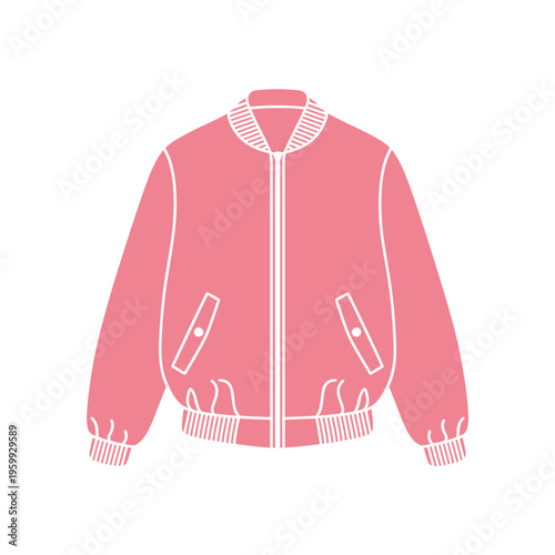 Pink jacket with zipper and ribbed cuffs and collar  fashion clothing