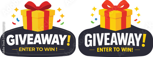 Quadro su tela Giveaway Banner Set Gift Box Promotion Social Media Flat Vector Design