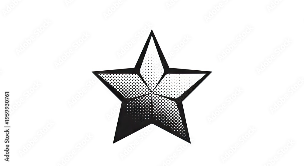 Fototapeta premium Graphic star illustration with halftone effect on white background