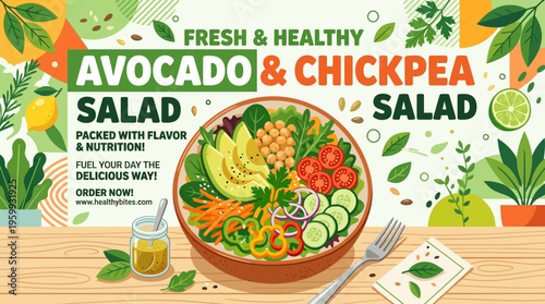 Fresh and Healthy Avocado and Chickpea Salad Banner
