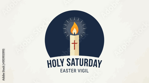 Holy Saturday Easter Vigil Candle With Blue Background