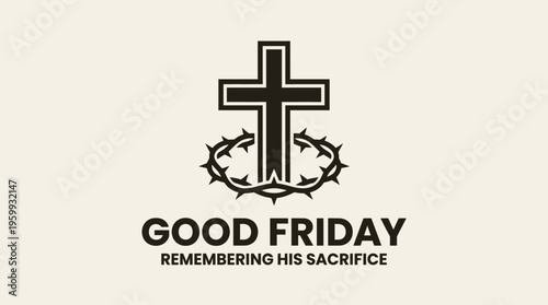 Good Friday Religious Symbol of Cross and Crown of Thorns