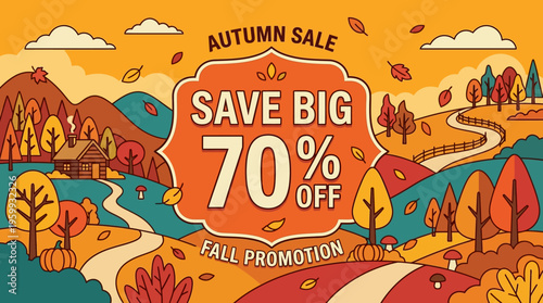 Autumn Sale Banner with 70% Off Promotion