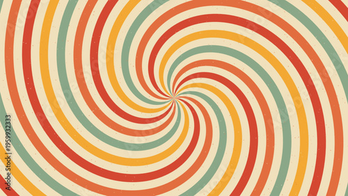 Vibrant colorful spiral pattern with swirling stripes in red, Orange, Yellow, And green hues for backgrounds or creative projects